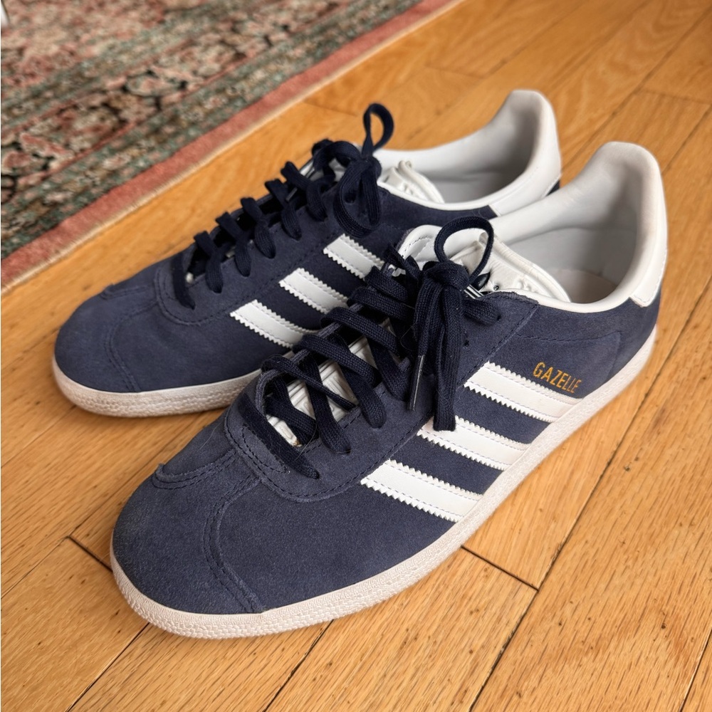 Adidas Gazelle Suede Dark Blue and White Sneakers